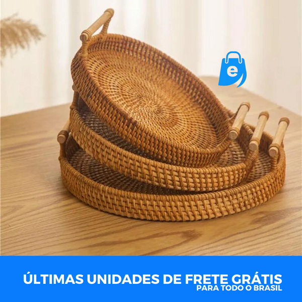 Bandeja Artesanal em Rattan + FRETE GRÁTIS - Electshop