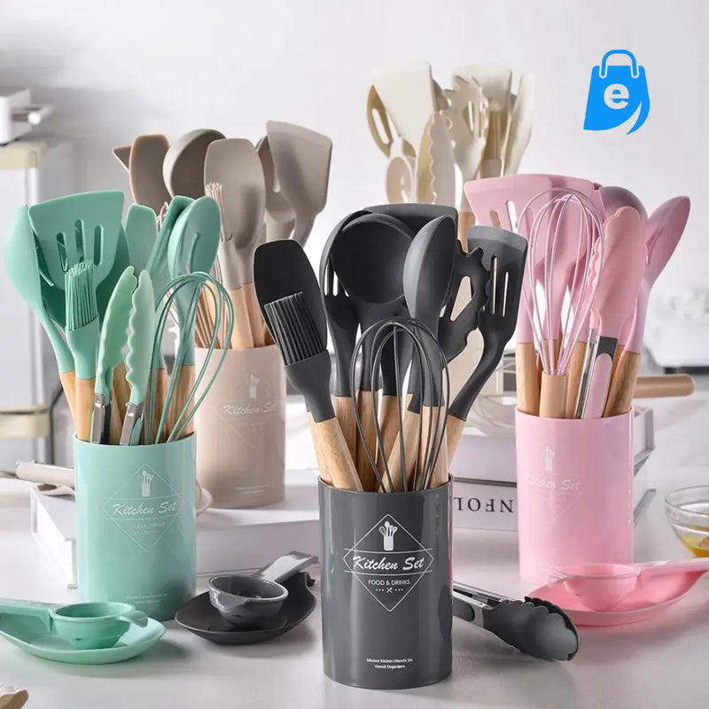 Conjunto de Utensílios de Cozinha de Silicone - La Elect - Electshop